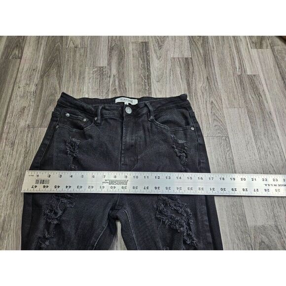 (3/$35) Vintage Almost Famous Size 9 Pockets Distressed Black Denim Jeans - Picture 8 of 11